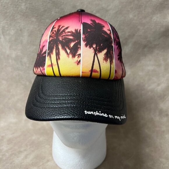 Summertime Ladies' "Sunshine On My Mind" Faux Leather and Mesh Trucker Cap - Picture 1 of 7
